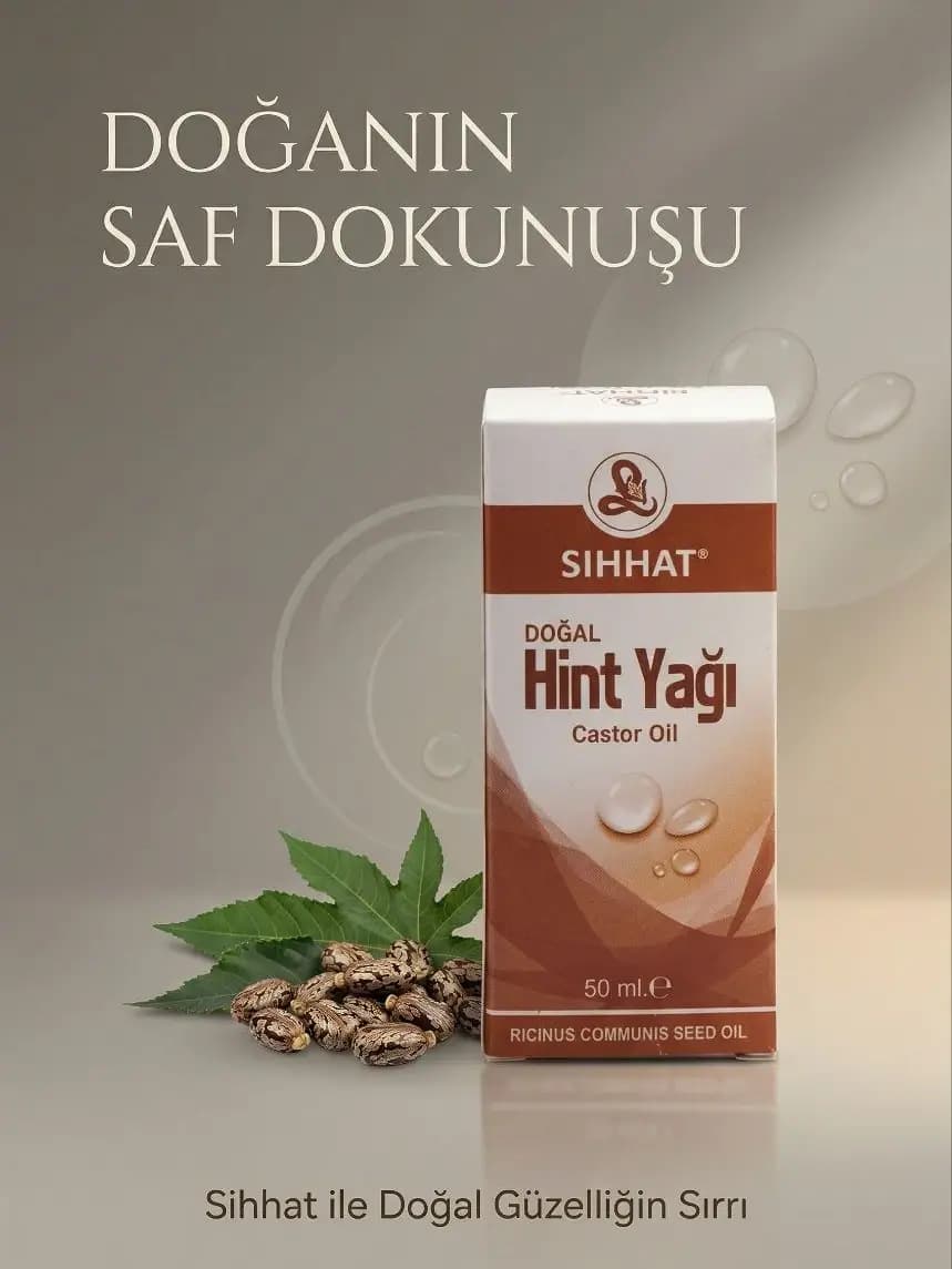 Sıhhat %100 Doğal Hint Yağı (Castor Oil) 50 ml - Saç, Kaş, Kirpik Bakım Serumu ve Gürleştirici